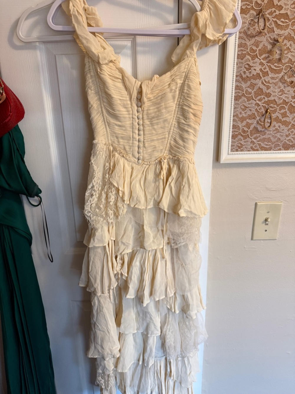 Anthropologie Corset Tiered Lace Ruffle Dress - Picture 3 of 3
